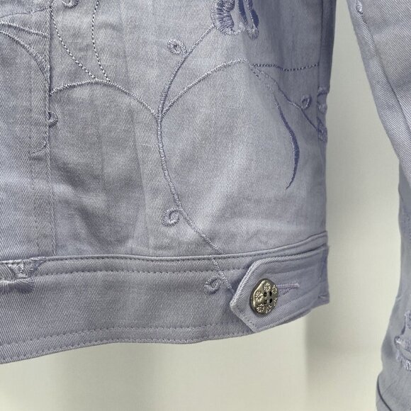 Christine Phillipe Women's embroidered jacket Size 10 Blue Floral - Picture 7 of 10